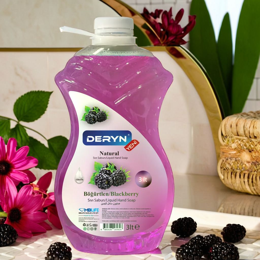 3 lt Deryn Böğürtlen Kokulu Sıvı Sabun Kalabalık Kullanımlar için