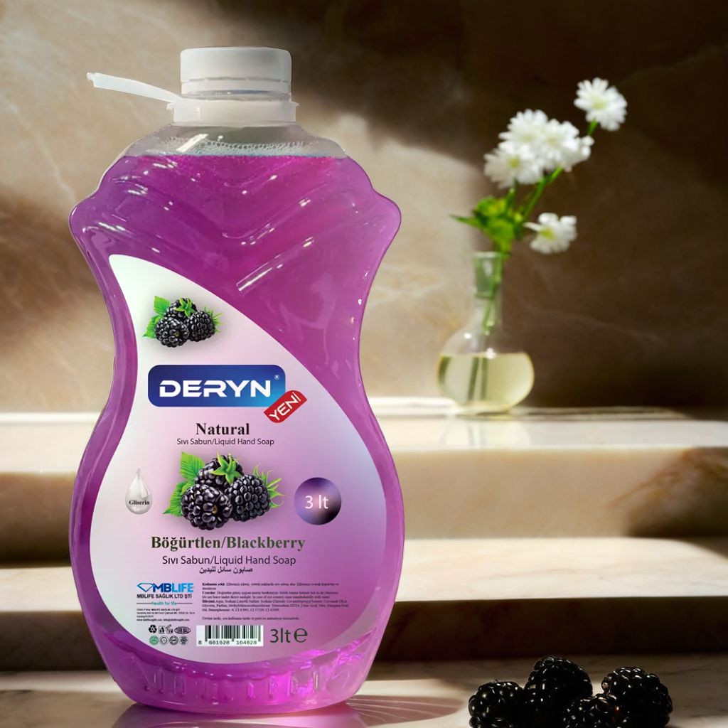 Deryn böğürtlenli sıvı sabun, doğal içeriğiyle cildinizi besler.