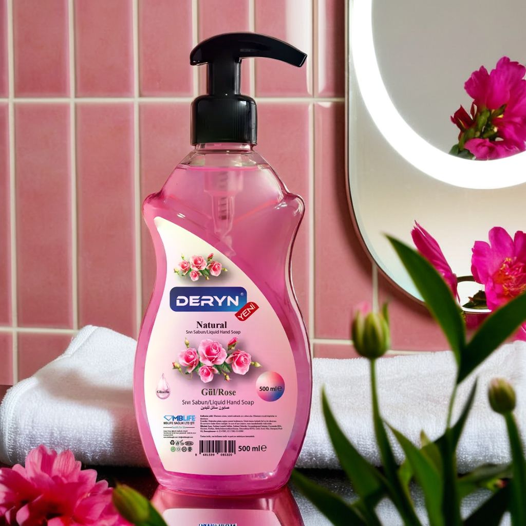 500 ml Deryn gül aromalı sıvı sabun - yumuşak ve nazik temizlik
