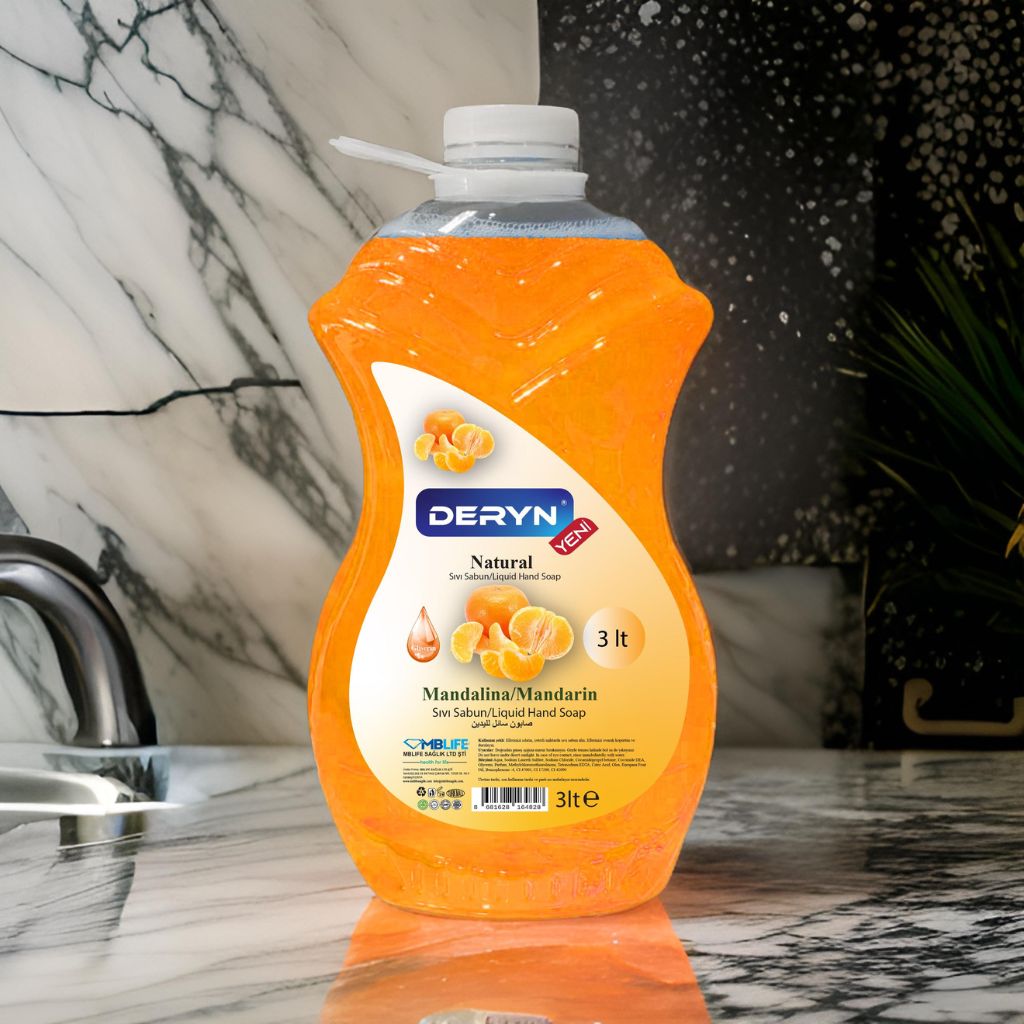 Deryn 3 lt mandalina esanslı sıvı sabun - büyük boy ve aile dostu temizlik