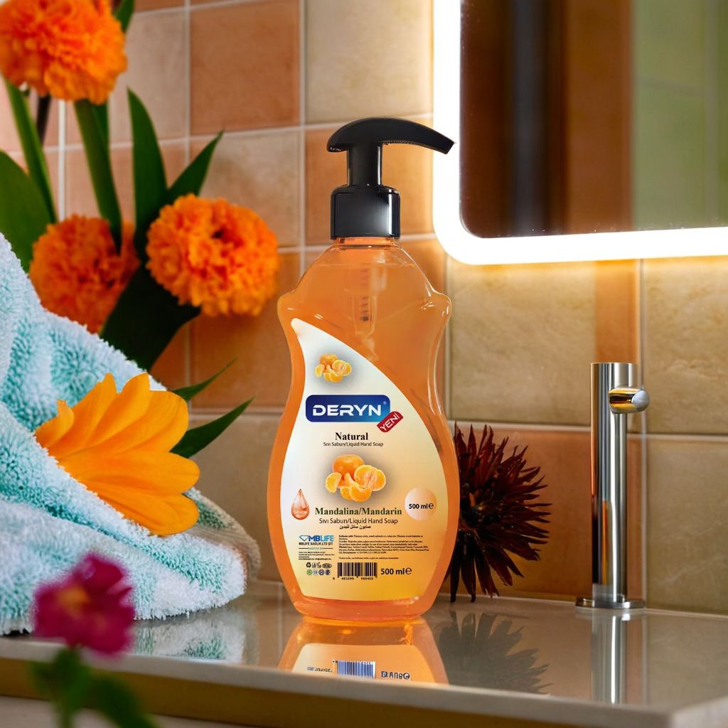 Deryn Mandalina Kokulu Sıvı El Sabunu 500 ml - doğal, cilt dostu ve ferahlatıcı mandalina kokusu