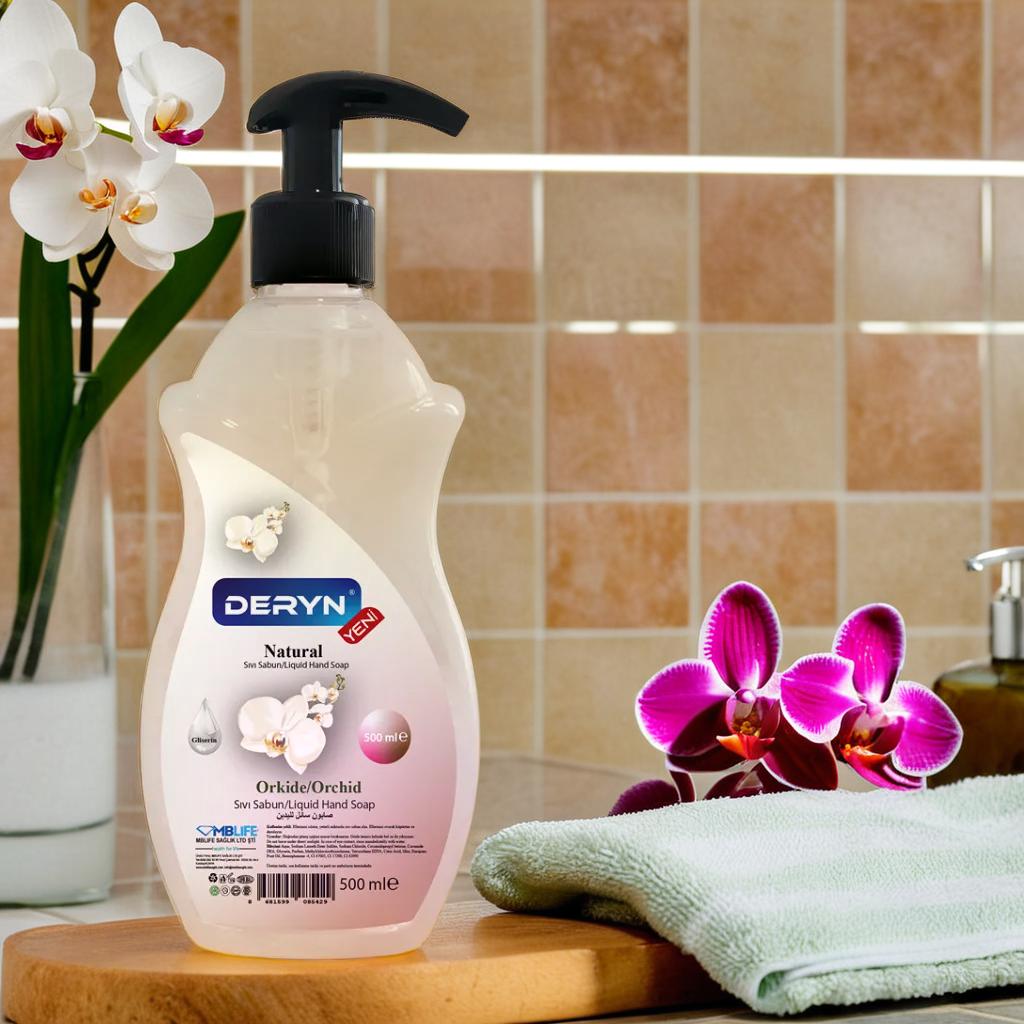 Deryn 500 ml Orkide Kokulu Sıvı Sabun - Doğal ve Çiçeksi El Bakımı