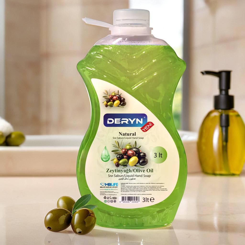 Deryn Zeytinyağlı 3 lt Sıvı El Sabunu - Doğal ve Nemlendirici Zeytinyağı Etkisi